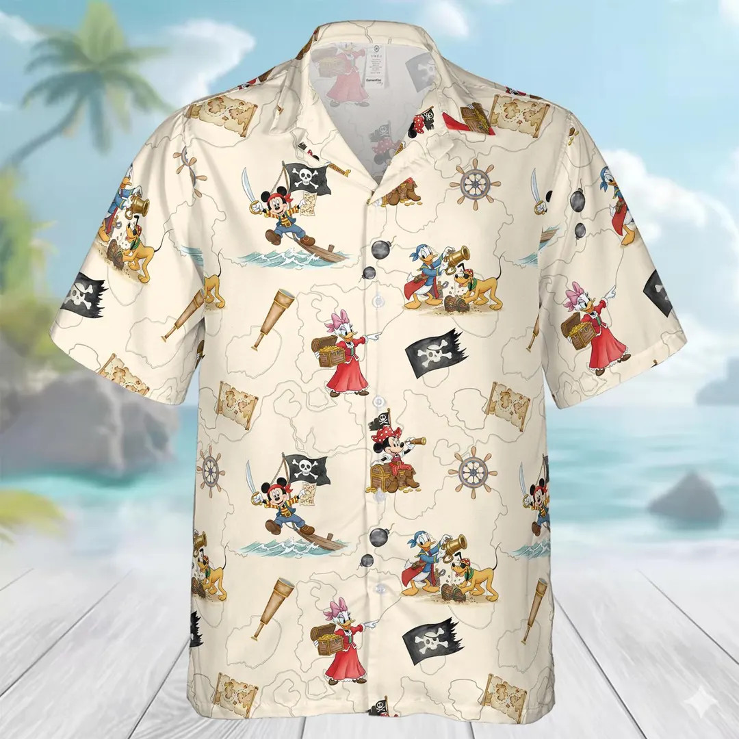 Retro Pirate Mickey And Friends Hawaiian Shirt, Disney Cruise Button Shirt | Etsy (US)
