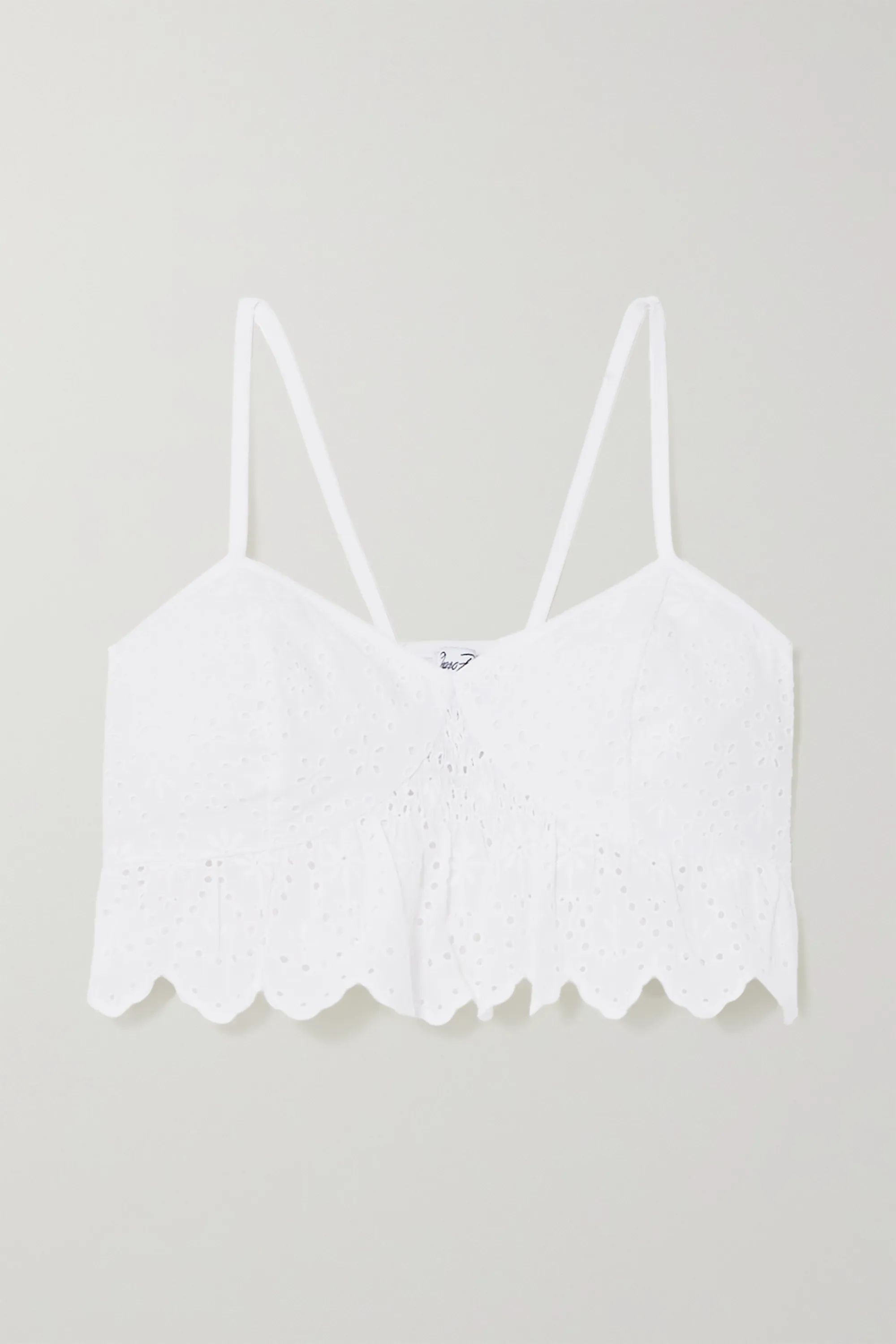 White Wanga cropped broderie anglaise cotton-blend top | Charo Ruiz | NET-A-PORTER | NET-A-PORTER (US)