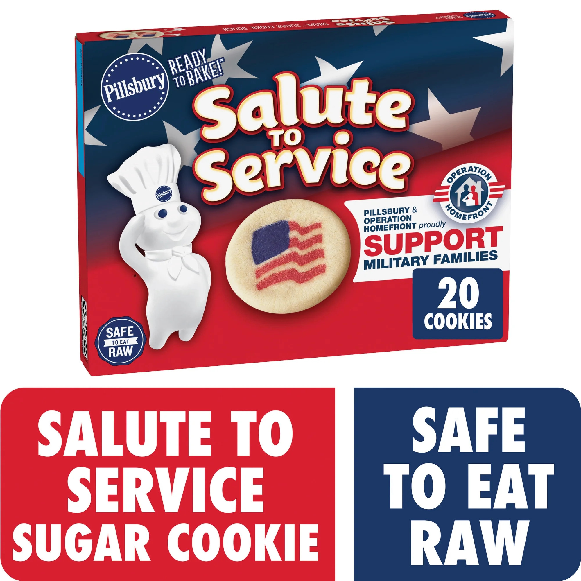 Pillsbury Ready to Bake! Flag Shape Cookie Dough, Watch Party Snacks, 20 Cookies, 9.1 oz | Walmart (US)