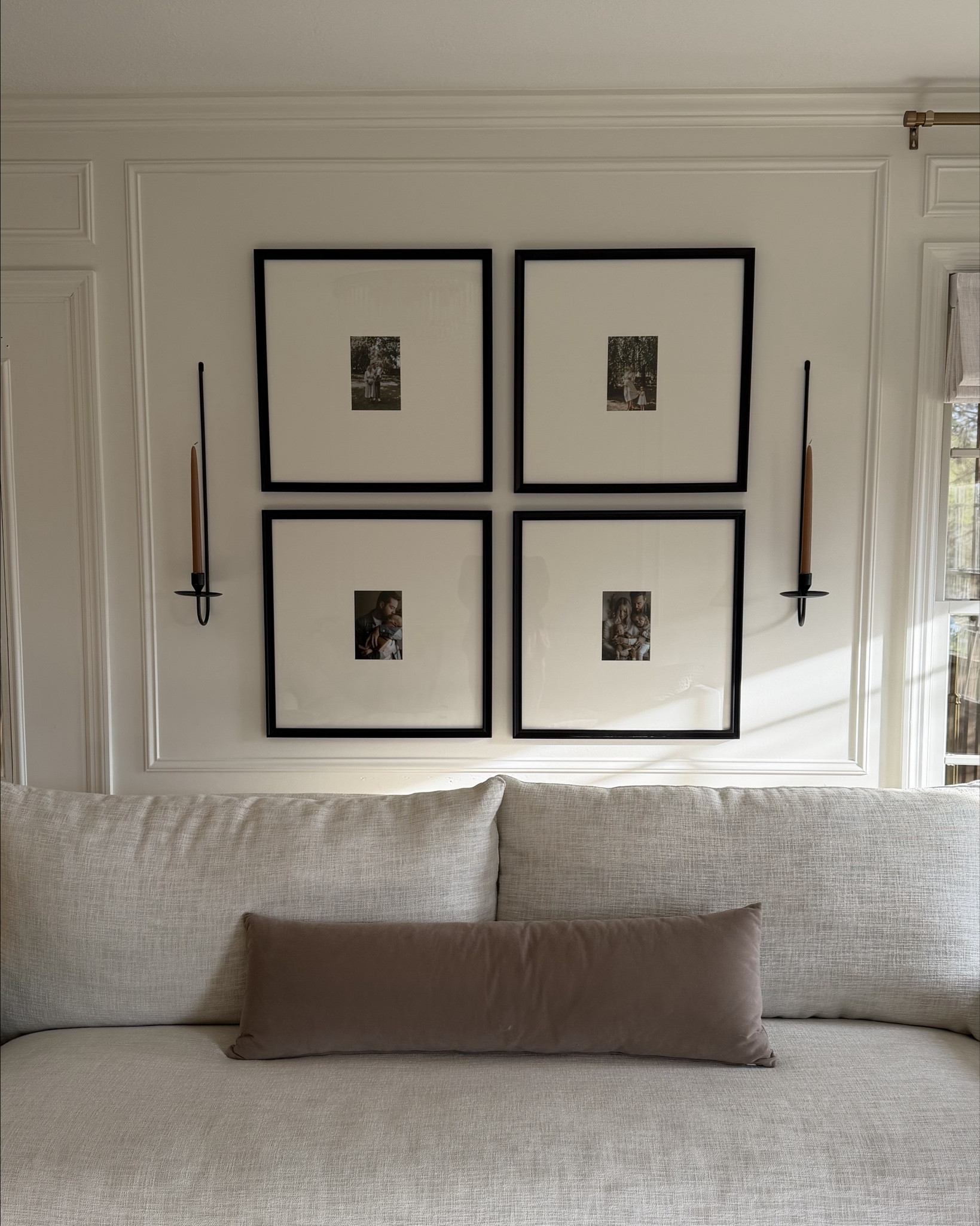 Living room wall decor idea! 

I love how these modern oversized gallery frames look with my new Amazon candle sconces (a Pottery Barn look for less) 😍

#LTKHome