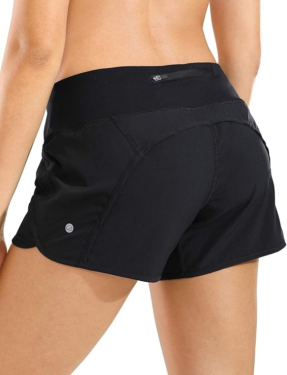 CRZ YOGA Women's Quick-Dry Athletic Sports Running Workout Shorts with Zip Pocket - 4 Inches | Amazon (US)