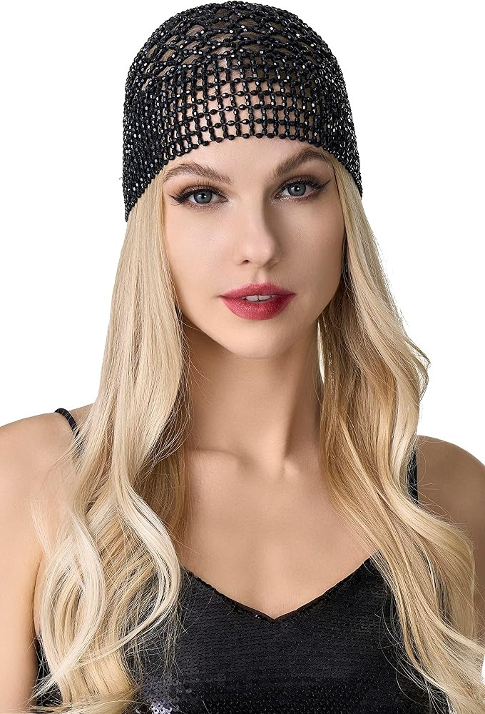 BABEYOND 1920s Flapper Cap Beaded Headpiece Gatsby Costume Accessory | Amazon (US)