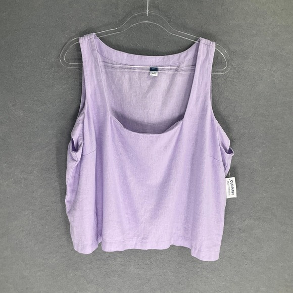 Old Navy Women's Lilac Square Neck Sleeveless‎ Linen Blend Crop Tank Top XXL | Poshmark