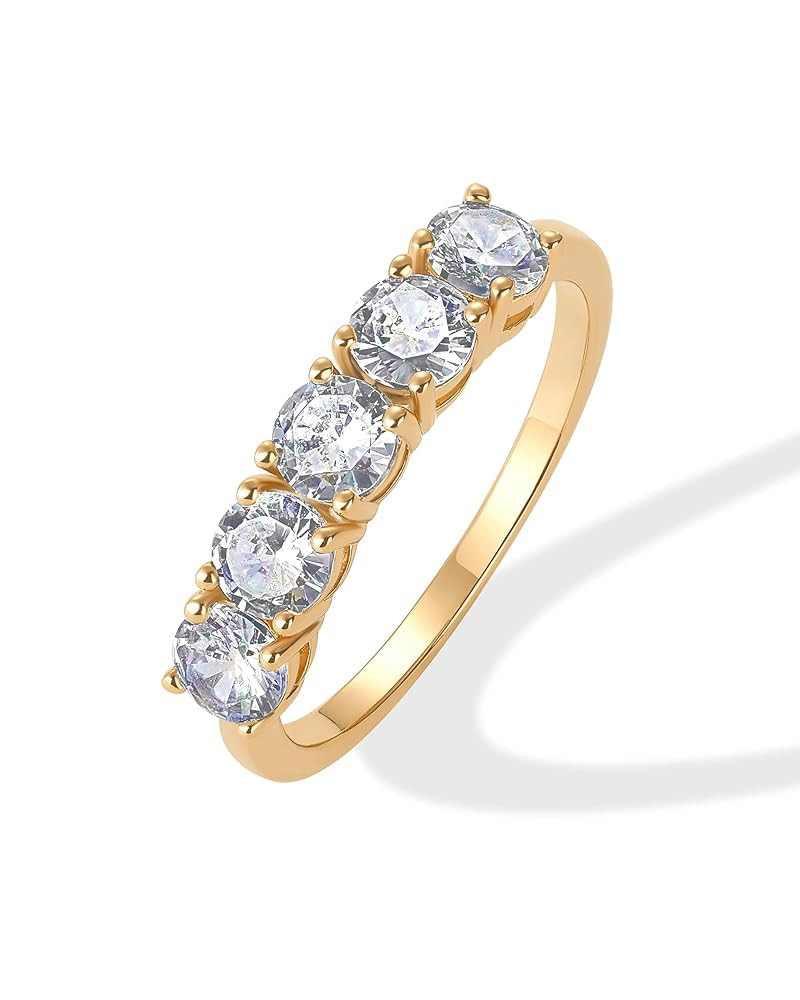 PAVOI 14K Gold Plated Premium Cubic Zirconia Engagement Ring for Women | Promise Eternity Ring Je... | Amazon (US)
