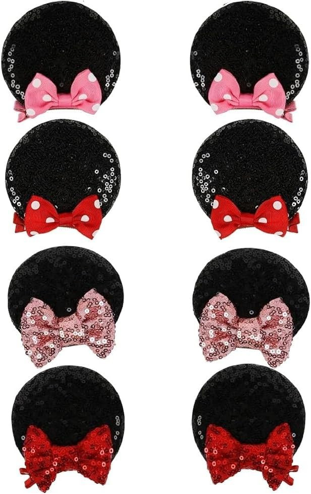 Tobeffect Mouse Ears Hair Bows Clips Glitter Mice Ears Pack Cute Hair Bow Hair Accessories for Wo... | Amazon (US)