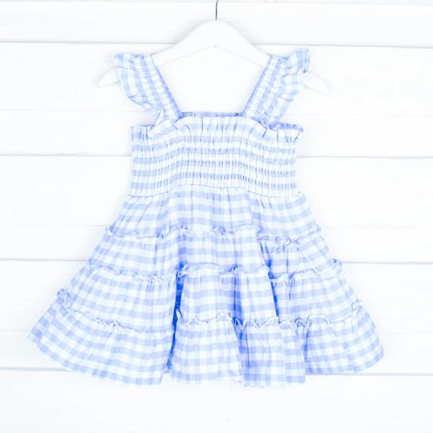 Light Blue Gingham Shirred Dress | Classic Whimsy
