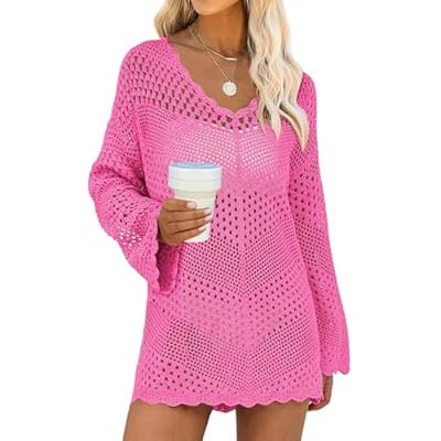 ANRABESS Swimsuit Cover Up for Women Crochet Bathing Suit Summer Swimwear V Ne… | Amazon (US)