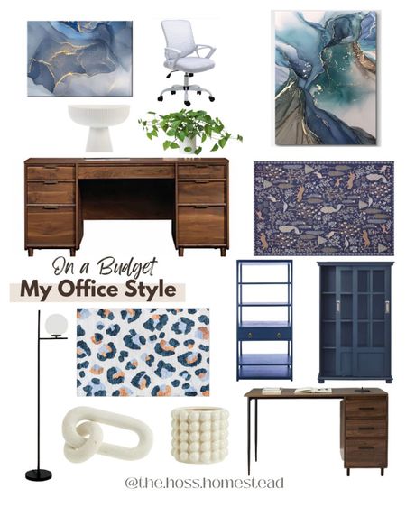 Get the look of my office for less! Blue cabinets, a quirky rug and a great desk all on a budget! 

Great rugs, walnut desk, blue built in bookcases, modern home office, blue home office, blue decor

#LTKhome