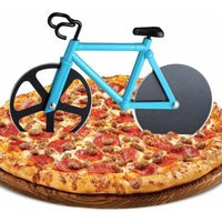 Bike Pizza Cutter, Bike Pizza Cutter, Pizza Slicer, Double Stainless Steel Pizza Cutter, Ultra Sharp Blade with Non-Stick Coating and Stand (Blue) | ManoMano UK