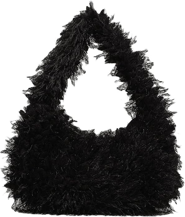 Verdusa Women's Faux Fur Fuzzy Hobo Bag Furry Handbag Purse | Amazon (US)
