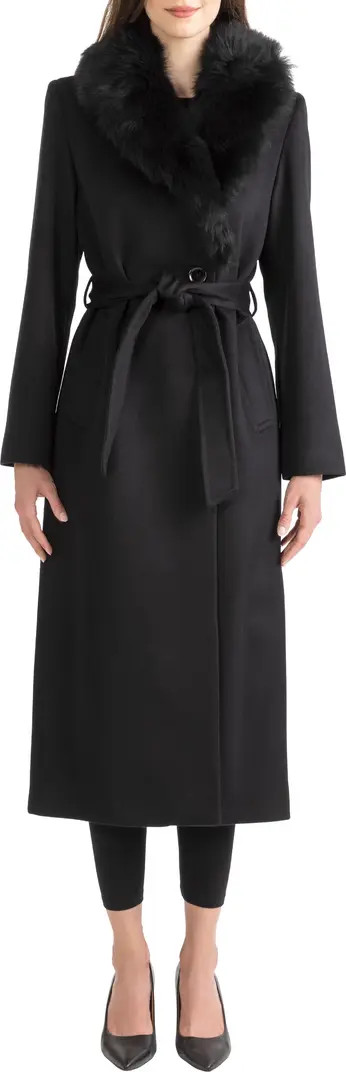 Sofia Cashmere Wool & Cashmere Longline Coat with Genuine Shearling Trim | Nordstrom | Nordstrom