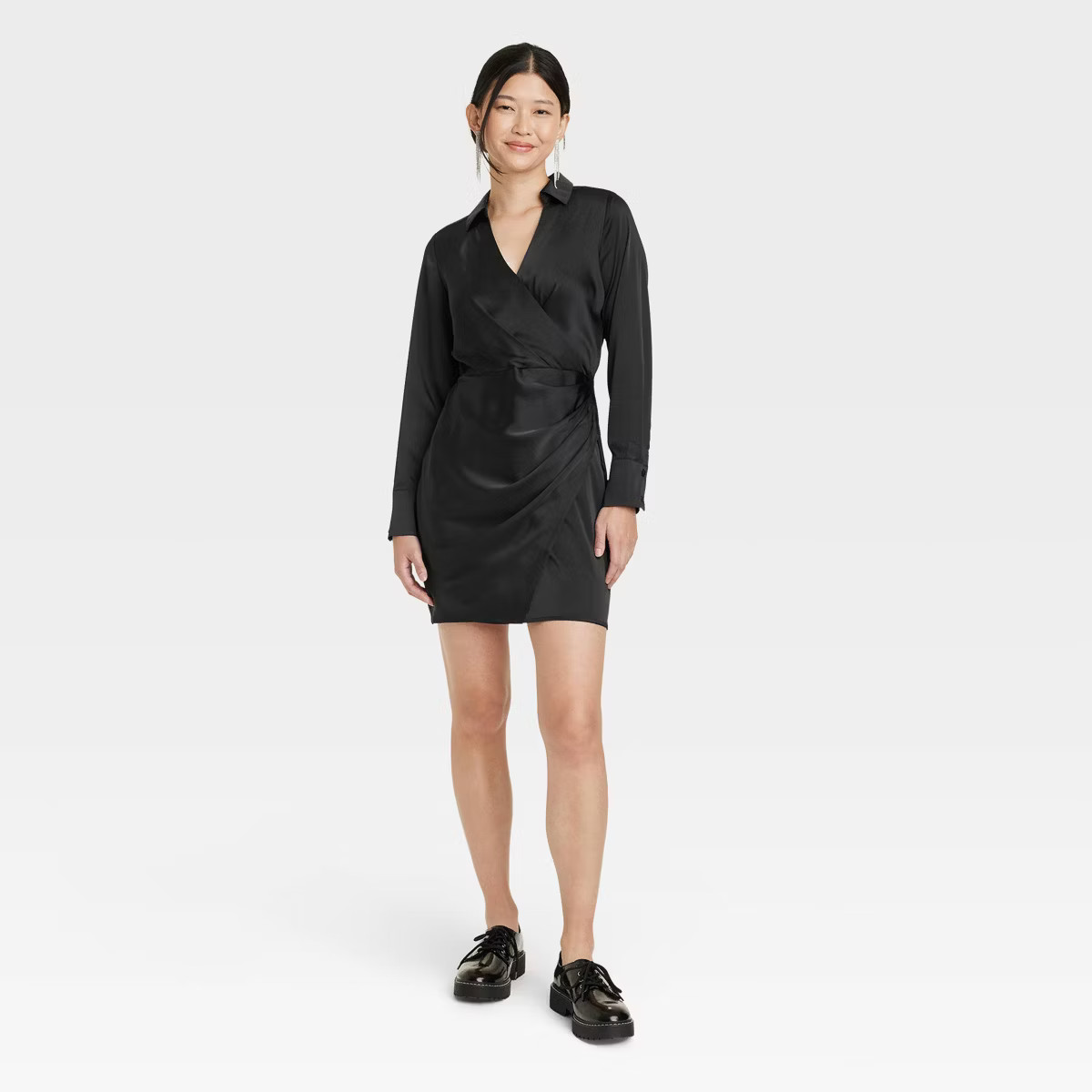 Women's Long Sleeve Satin Shirtdress - A New Day™ | Target