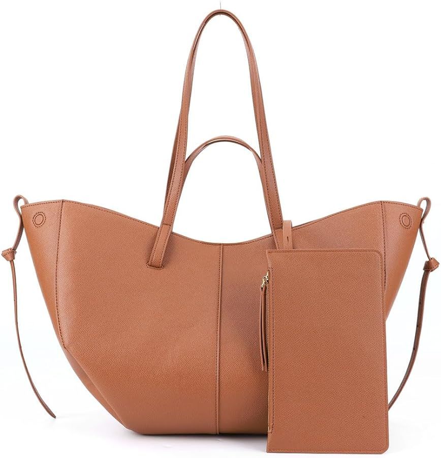 TIAASTAP Tote Bags for Women Leather Tote Handbag Large Capacity Shoulder Bag Retro Ladies Cresce... | Amazon (UK)
