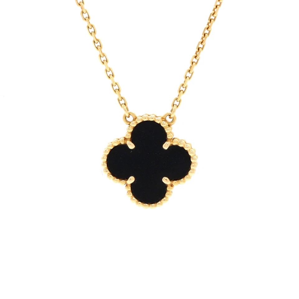 Van Cleef & Arpels Vintage Alhambra Pendant Necklace 18K Yellow Gold and Onyx  | eBay | eBay US