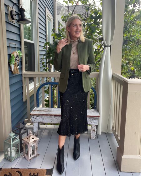 Fall transition outfit. Olive green blazer, midi skirt, booties.

Use promo code DOUSED10 for 10% off at Gibsonlook!

#LTKstyletip #LTKunder100 #LTKSeasonal