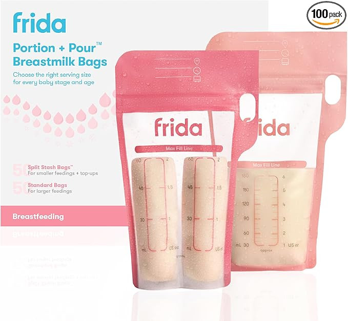Frida Mom Breastmilk Storage Bags, 100ct Variety Pack, Standard & Splitstash Freeze & Thaw Milk B... | Amazon (US)
