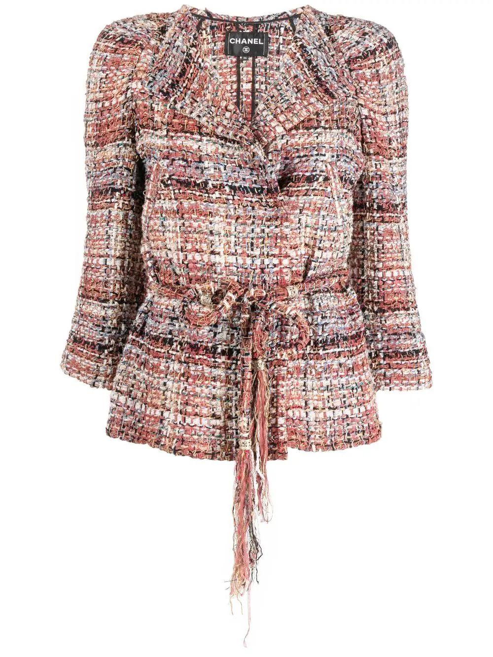 CHANEL Pre-Owned 2010 Belted Tweed Jacket - Farfetch | Farfetch Global