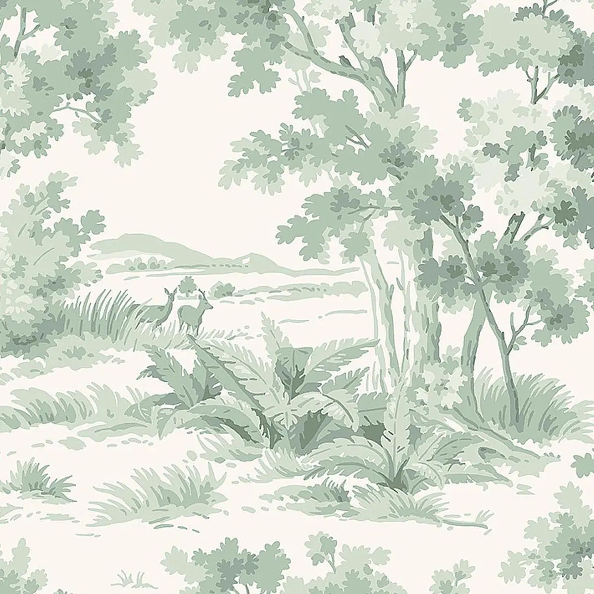 Borastapeter Countryside Morning Wallpaper in Green | Chairish