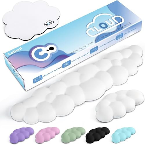 Cloud Wrist Rest for Computer Keyboard Arm Wrist Rest with Non-Slip Base Extended Wrist Rest Ergonomic Memory Foam for Keyboard and Mouse Typing Pain Relief, Office, Gaming, Computer (cloud white set) | Amazon (US)