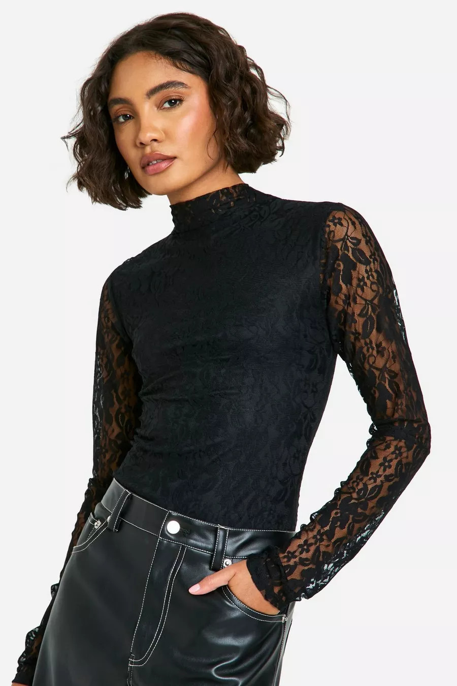 Tall Lace High Neck Bodysuit | boohoo (US & Canada)