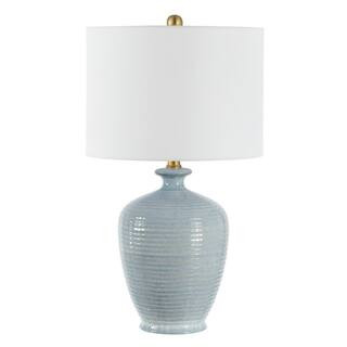 Hanron 26 in. Blue Table Lamp with White Shade | The Home Depot