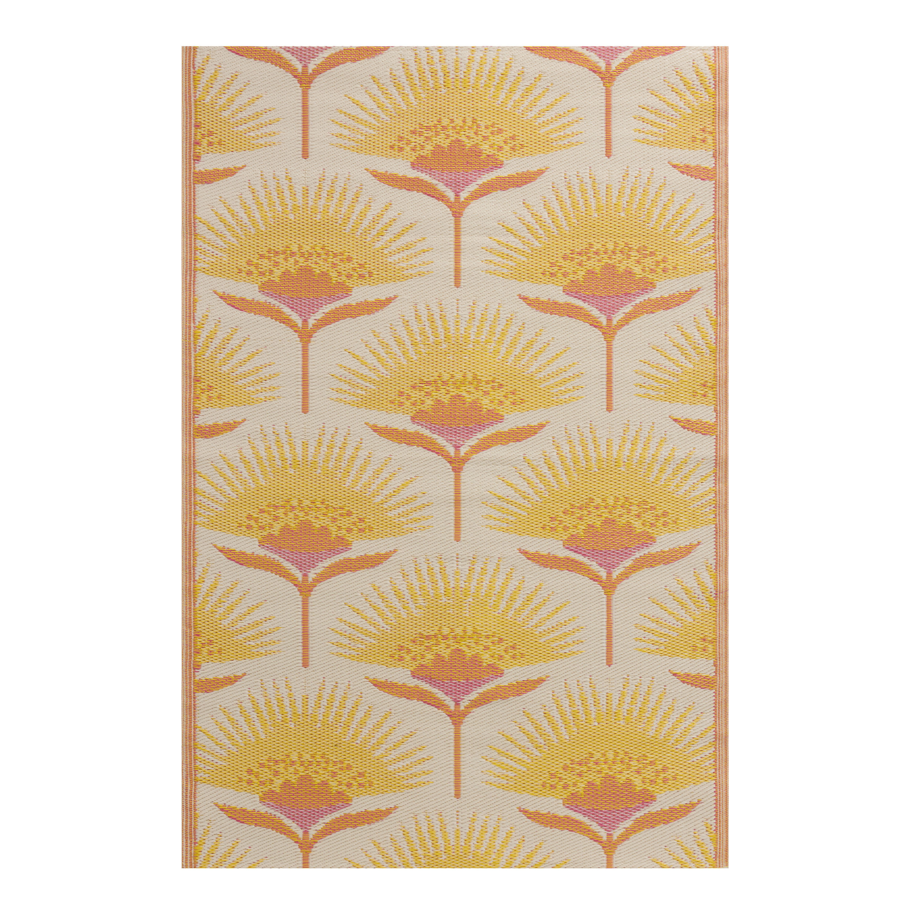 Rio Pink Palm Frond Reversible Indoor Outdoor Floor Mat | World Market