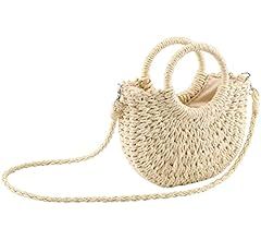 Ayliss Women Straw Handbag Mini Summer Beach Rattan Tote Bag Crossbody Shoulder Top Handle Handba... | Amazon (US)