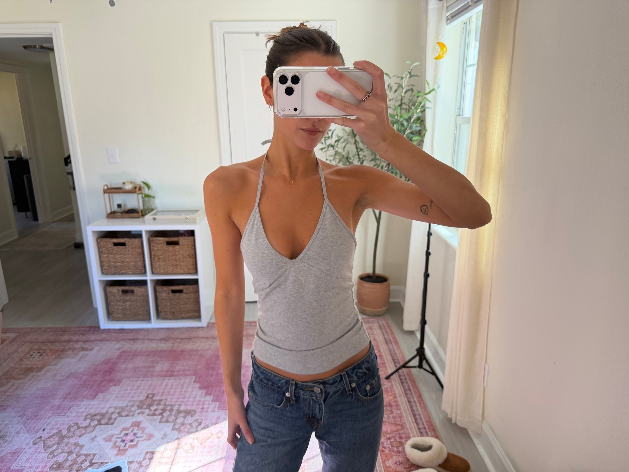 I love a halter tank top!!!! Wearing an Xs in the tank and 24 in the jeans @Aritzia 

#LTKootd #LTKSeasonal