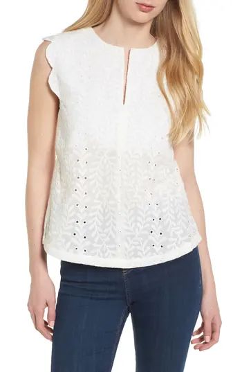 Women's Bishop + Young Eyelet Scallop Edge Top | Nordstrom