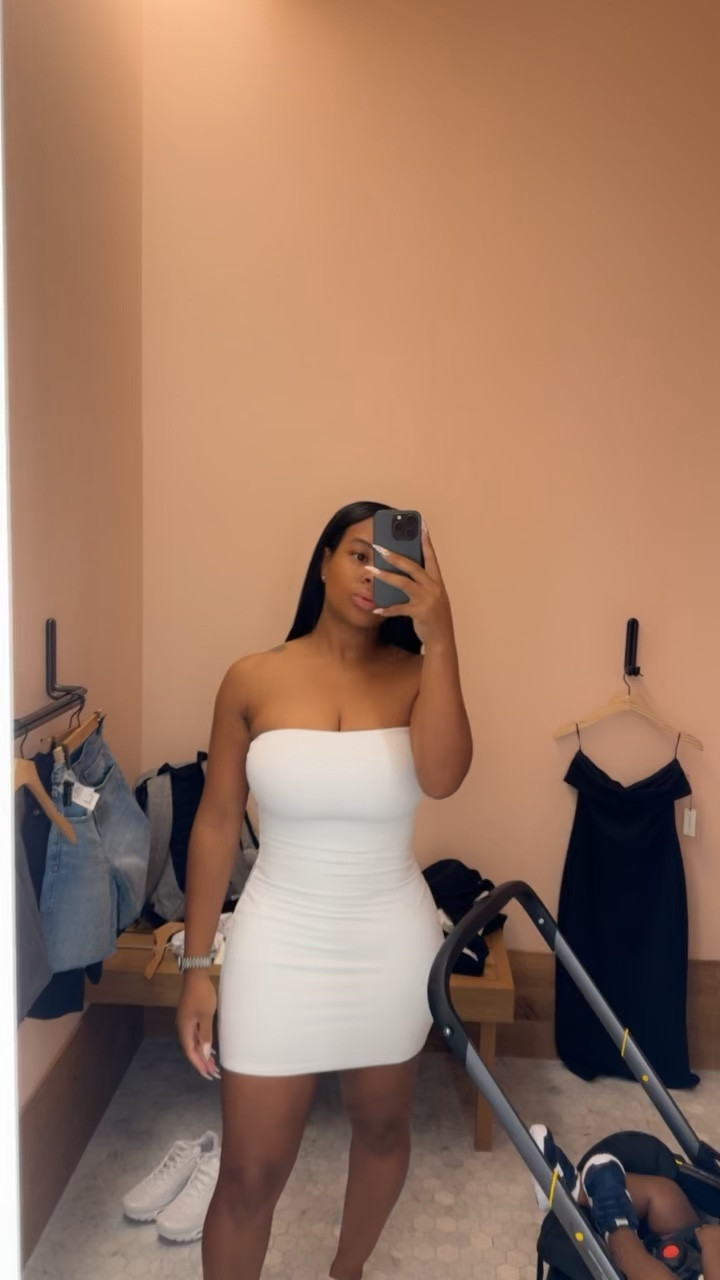 White tube fitted mini dress 

#LTKParties #LTKFindsUnder100 #LTKVideo