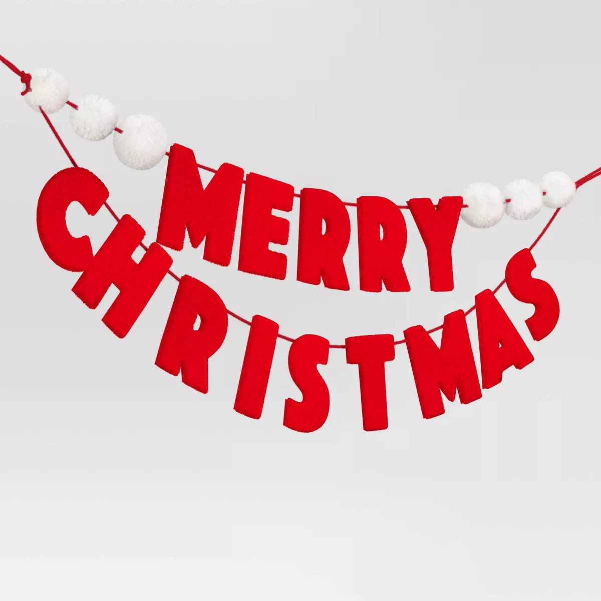 3' Fabric 'Merry Christmas' with Pom Poms Decorative Wall Garland Red - Wondershop™ | Target