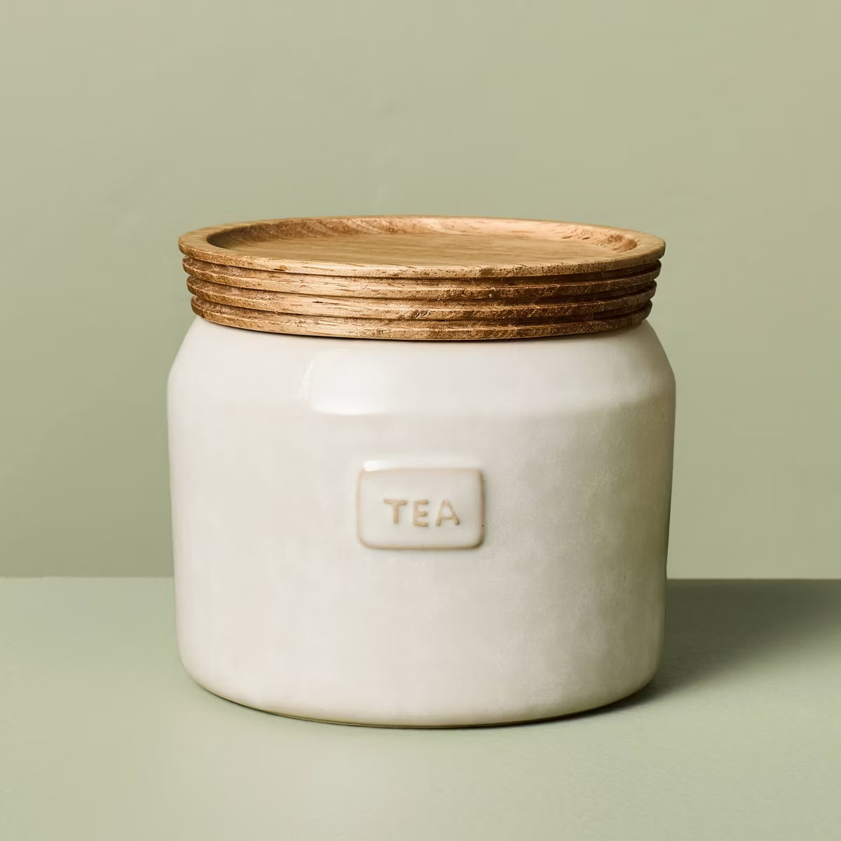 20 fl oz Stoneware Tea Canister Sour Cream - Hearth & Hand™ with Magnolia | Target