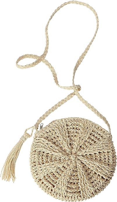 Ayliss Women Straw Crossbody Purse Beach Handmade Woven Shoulder Bag with Tassels | Amazon (US)