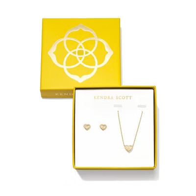 Kendra Scott Anna Pendant Necklace and Stud Earring Gift Set - Gold/White | Target
