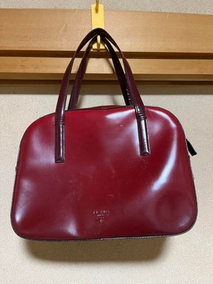 Authentic PRADA Tote Bag Handbag vintage Leather Red From Japan  | eBay | eBay US