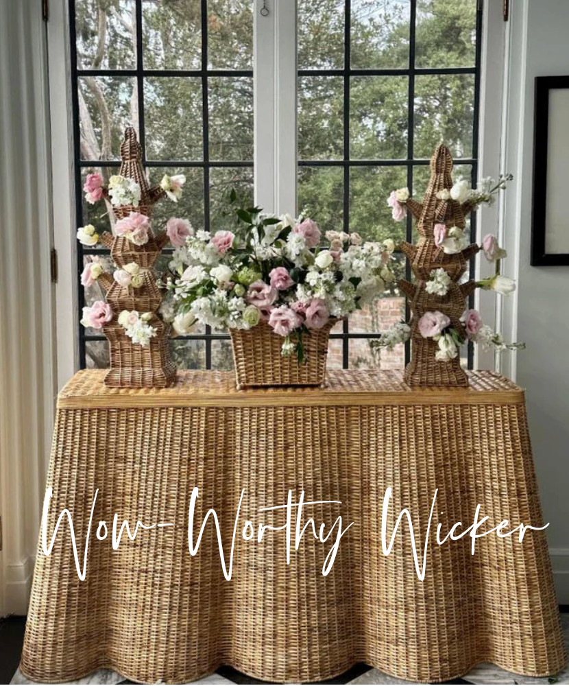 Organic, textured, and layered, wicker adds warmth to any room. Whether it's a console table such as this one from @theenchantedhome or a beautiful wicker centerpiece, we love it all! #homedecor #homedesign #interiordecor 

 