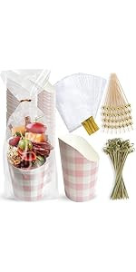 Charcuterie Cups With Sticks - [50 Cups + 200 Picks + 50 Bags & Ties] -14 oz Kraft Charcuterie Cu... | Amazon (US)