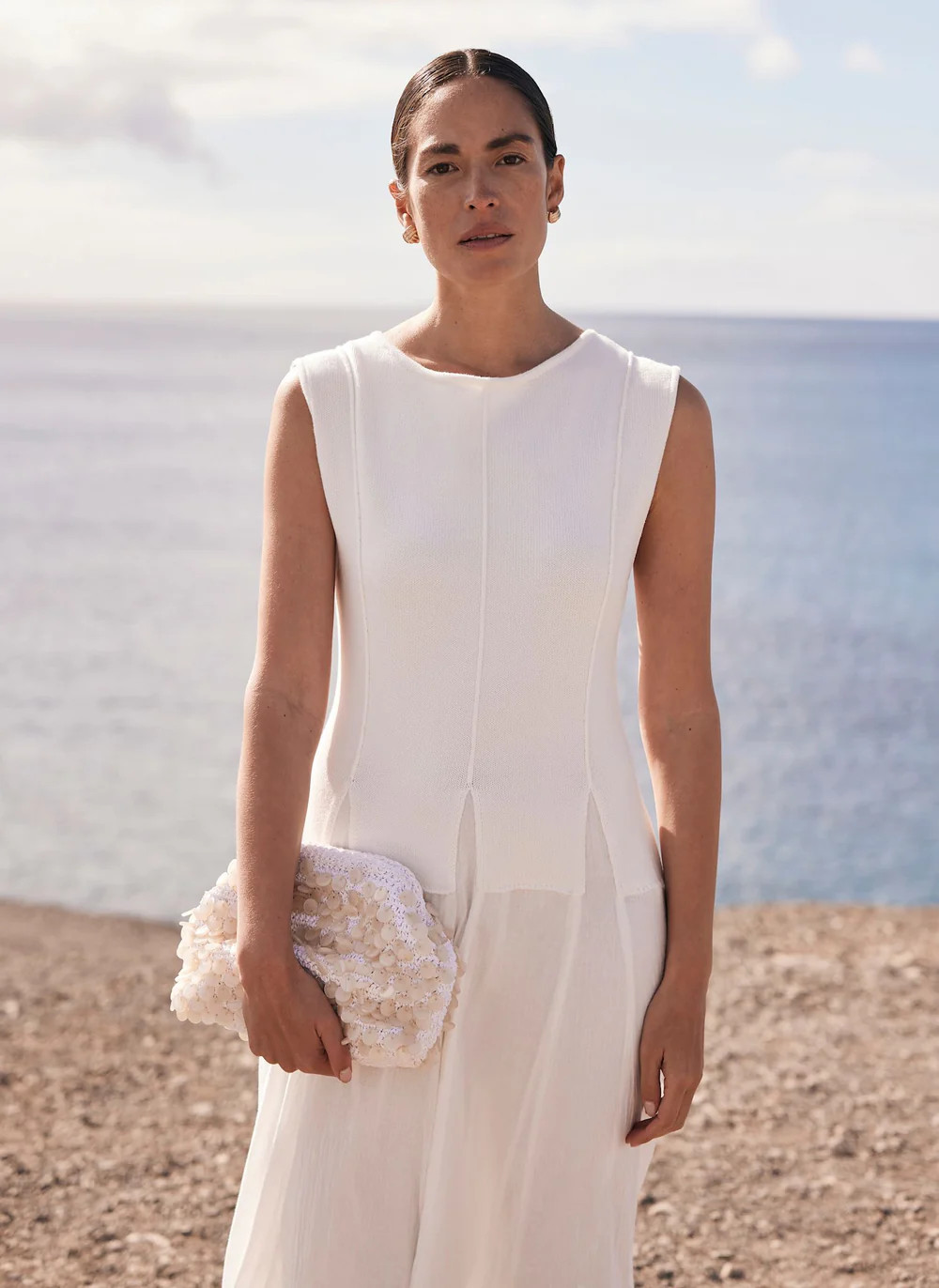 Cream Cotton Drop Waist Maxi Dress | Mint Velvet