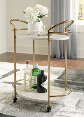 Tarica Bar Cart, Cream/Gold Finish | Ashley Homestore