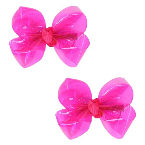 Adorable Waterproof Bow Hair Clips (Pack of 2): Colorful PVC Bow Clips for Summer Swimming Fun - Perfect Hair Accessories for Girls, Toddlers, and Teens (4 Inch-Hot Pink) | Amazon (US)