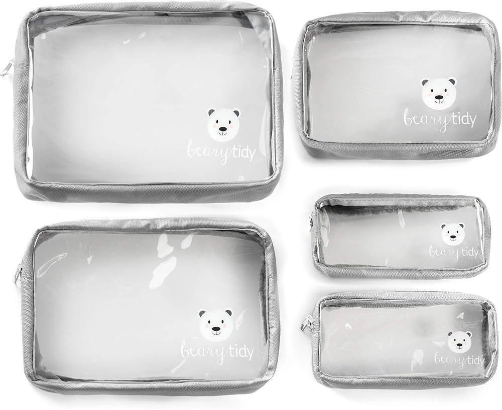 5 Piece Diaper Bag Organizer Pouch Set, Clear with Zippers and Nestable | Amazon (US)