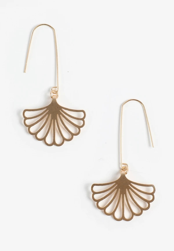 Matte Gold Cutout Fan Drop Earrings | Maurices