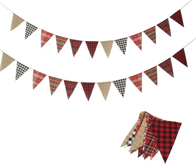 24PCS Imitated Burlap Pennant Banner, Multicolor Fabric Triangle Flag for Outdoor Party Wedding C... | Amazon (US)