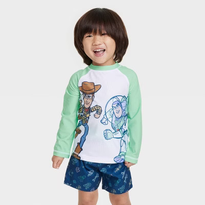 Toddler Boys' Disney 2pc Rash Guard Set - Blue | Target