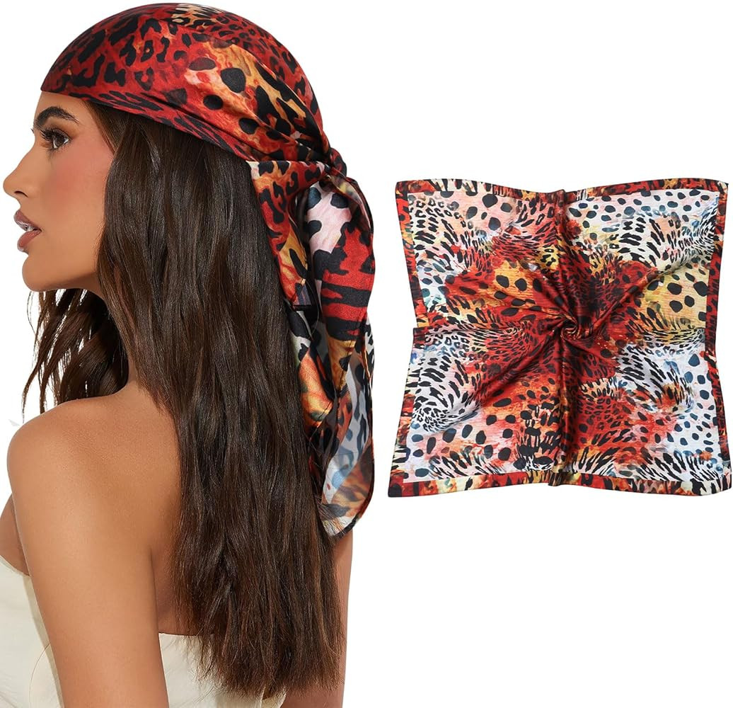 AWAYTR 27.5” Square Satin Head Scarf Hair Scarf for Women's Hair Silk Bandana for Women Silk He... | Amazon (US)