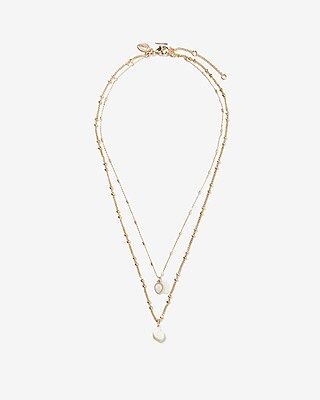 Two Row Cubic Zirconia Pearl Drop Necklace | Express