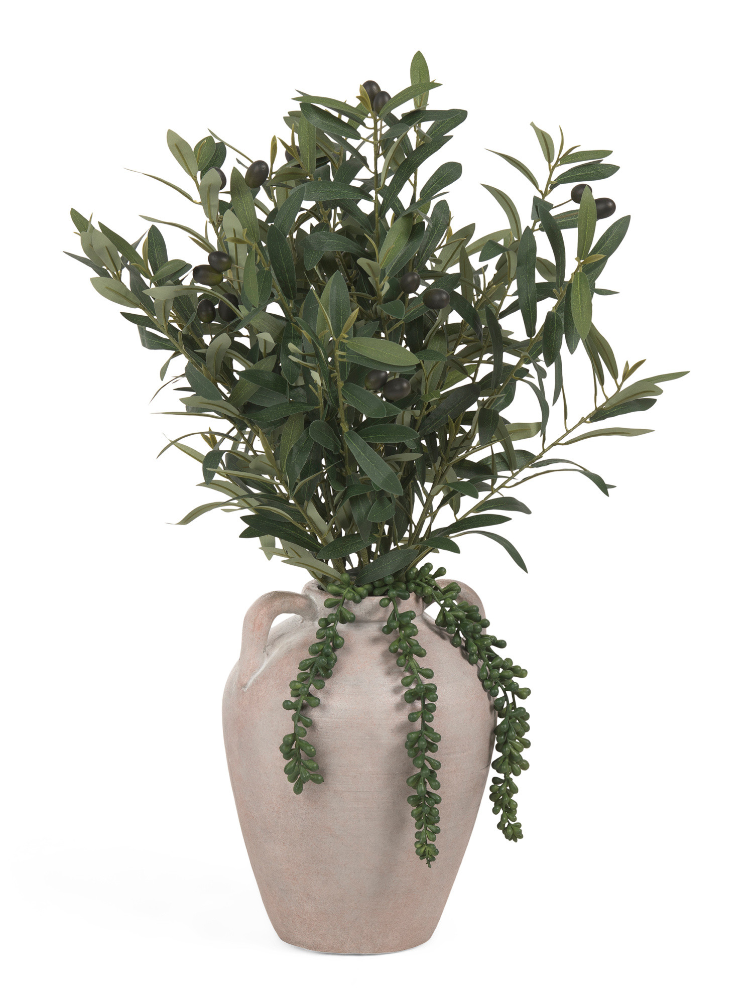30in Olive Leaves Berry With String Of Pearls In Magnesium Pot | TJ Maxx