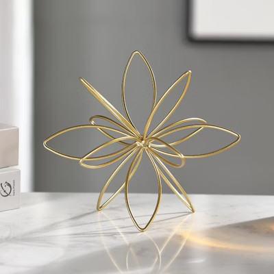Aoibox Gold Metal Floral Tabletop Sculpture, Abstract Decorative Ball for Home Decor, Elegant Sphere Accent Piece | Target