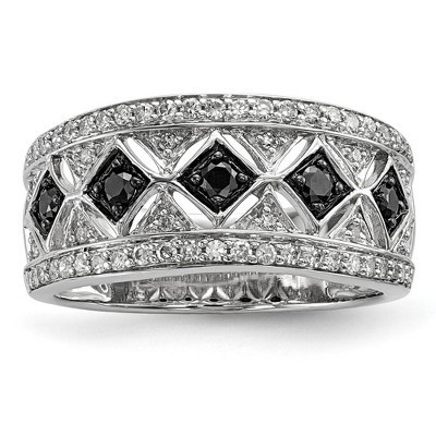 Black Bow Jewelry 1/2 Ctw Black & White Diamond 9mm Tapered Ring in Sterling Silver Sz 7 | Target