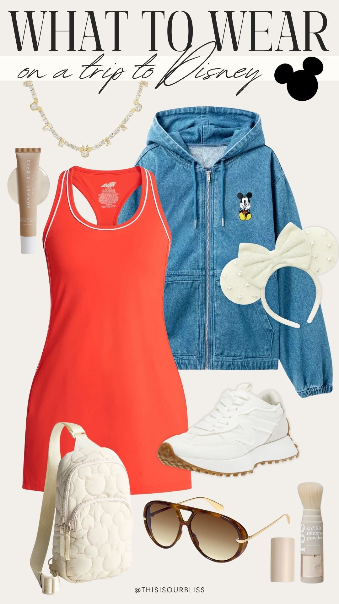 What to wear on a trip to Disney? ❤️👀
Sharing the perfect Disney outfit that’s cute, comfy, and park-approved! This layered Disney park outfit features a vintage vibe denim Mickey jacket, a red athletic dress, comfortable white walking shoes for Disney, and the cutest Disney accessories to complete the look! 

#LTKKids #LTKootd #LTKTravel